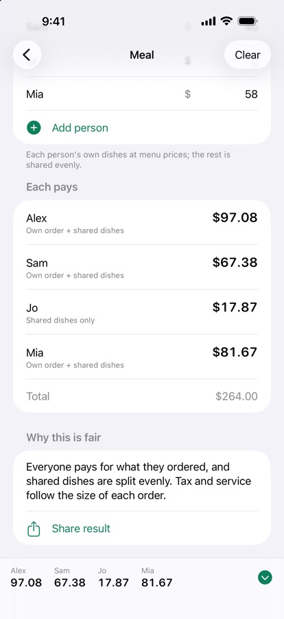 Fair Calculator screenshot